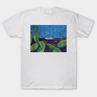 Watercolor sketch from the port area of Palermo, Sicily T-Shirt